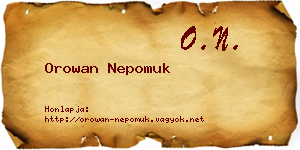 Orowan Nepomuk névjegykártya
